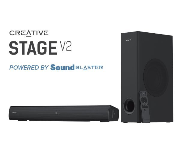 רמקולים CREATIVE STAGE V2 2.1 SOUNDBAR+SUBWOFER BT 5.0 160W ARC